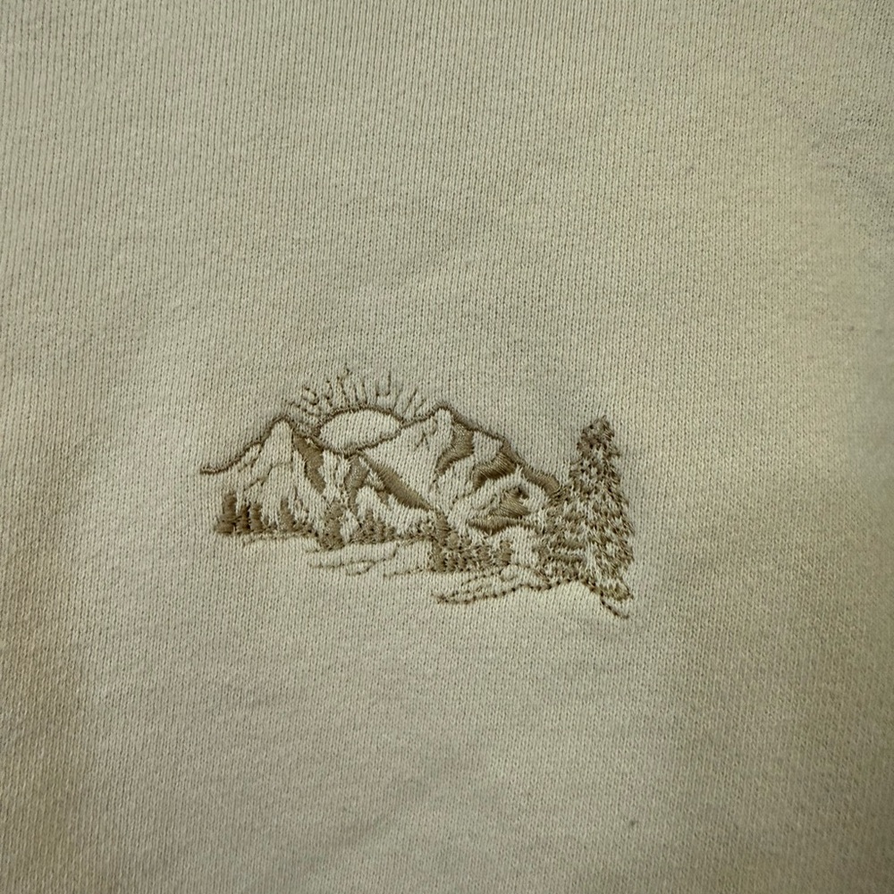 Goodfellow & Co Cream Crewneck Sweater with Brown Mountain Embroidery